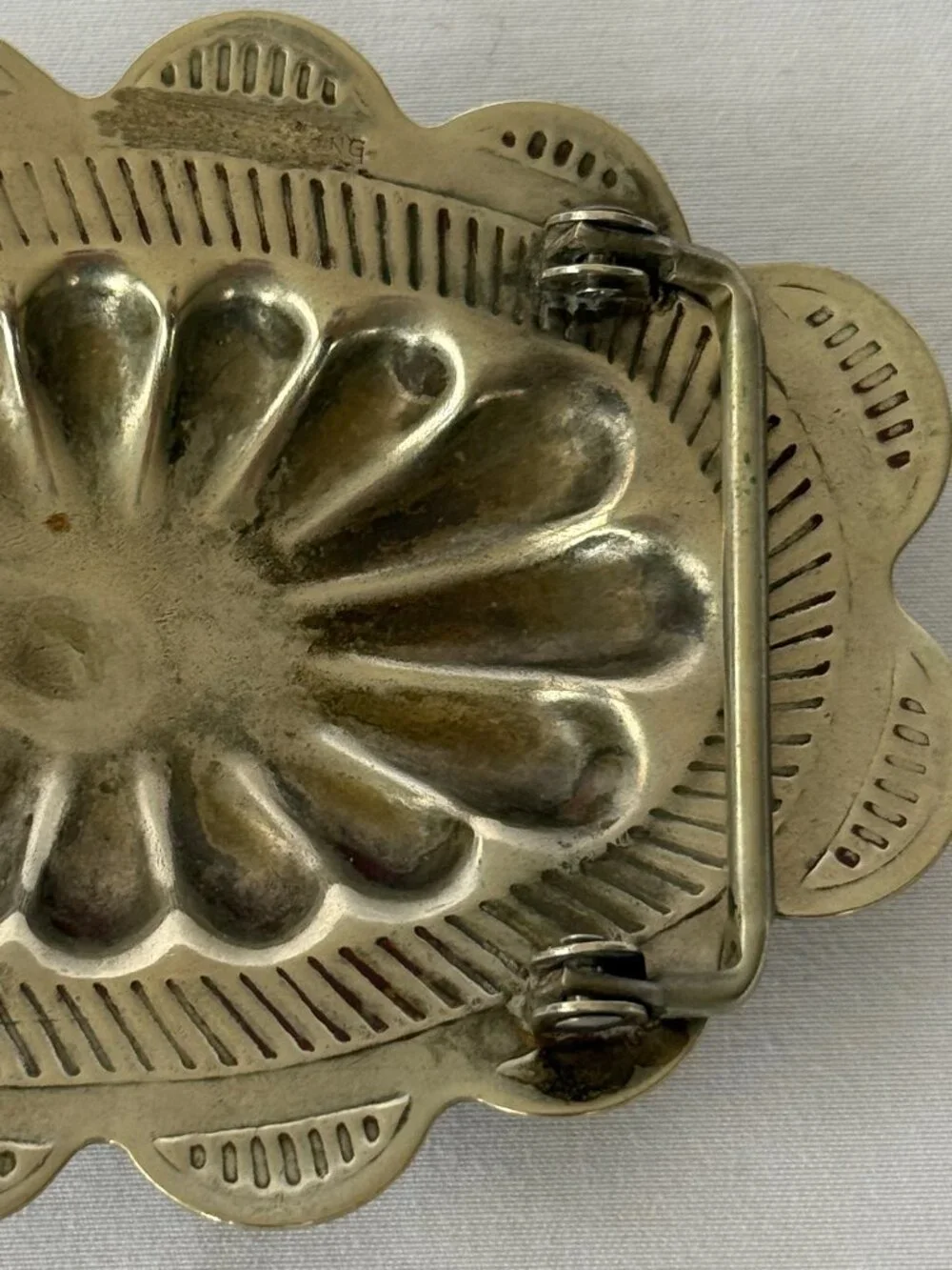 VINTAGE NAVAJO NATIVE AMERICAN TURQUOISE STERLING SILVER CONCHO BELT BUCKLE 46g